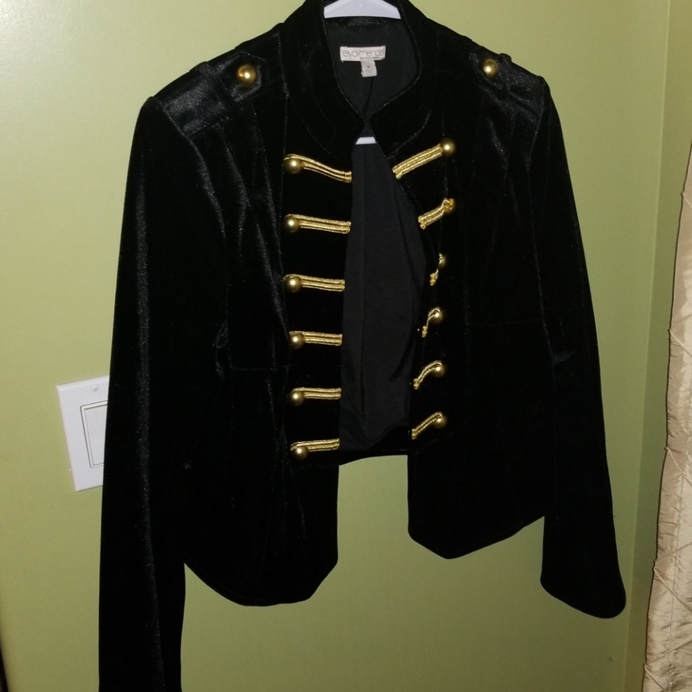 Black Velvet Military Statement Jacket NWOT